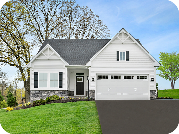 Contemporary Ryan Homes white single-story home