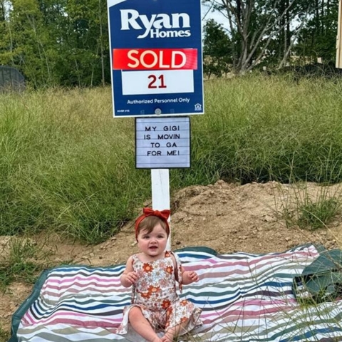 Ryan Homes property marked 'SOLD', celebrating a family move