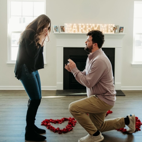 Marriage proposal inside a new Ryan Homes property