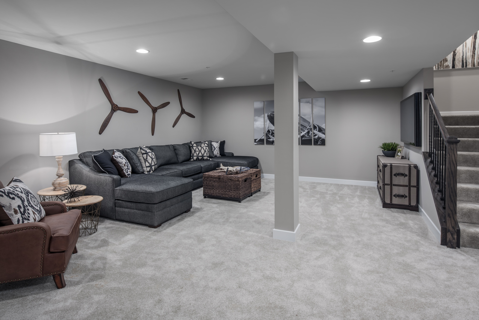 An optional full finished lower level at Adams Park is the ideal space for movie and game nights in the huge entertainment space! 